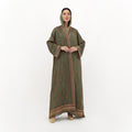 Olive Heritage Printed Hooded Abaya